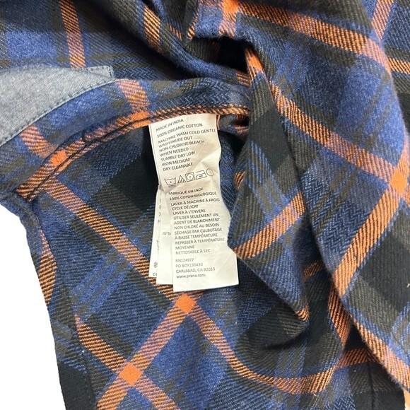 pRana Golden Canyon Long Sleeve Plaid Flannel Shirt Sz S in Rich Sapphire NWT - Picture 8 of 9